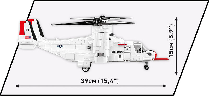 Bell-Boeing V-22 Osprey “First Flight Edition”, 1/48 Scale 1136 Piece Block Kit Side View Dimensions