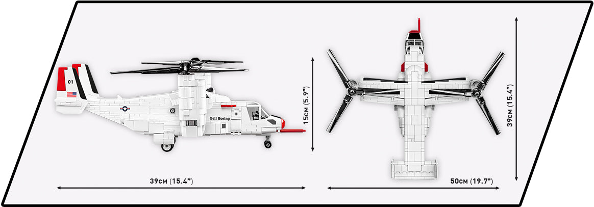 Bell-Boeing V-22 Osprey “First Flight Edition”, 1/48 Scale 1136 Piece Block Kit Dimensions