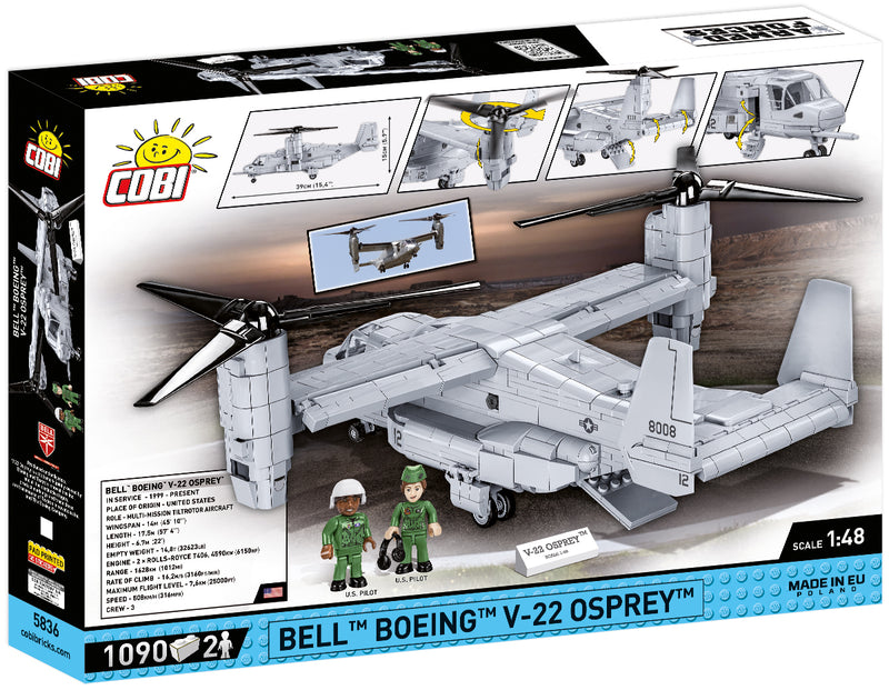 Bell-Boeing V-22 Osprey, 1/48 Scale 1090 Piece Block Kit Back Of Box