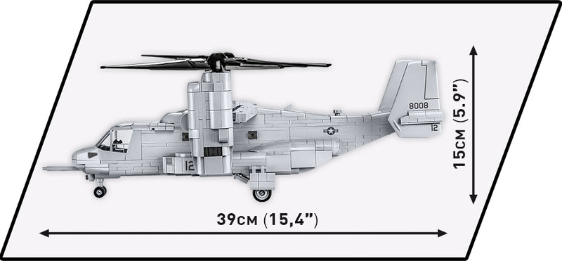 Bell-Boeing V-22 Osprey, 1/48 Scale 1090 Piece Block Kit Left Side View Dimensions