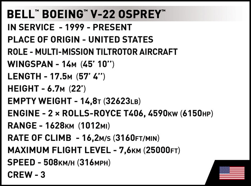 Bell-Boeing V-22 Osprey, 1/48 Scale 1090 Piece Block Kit