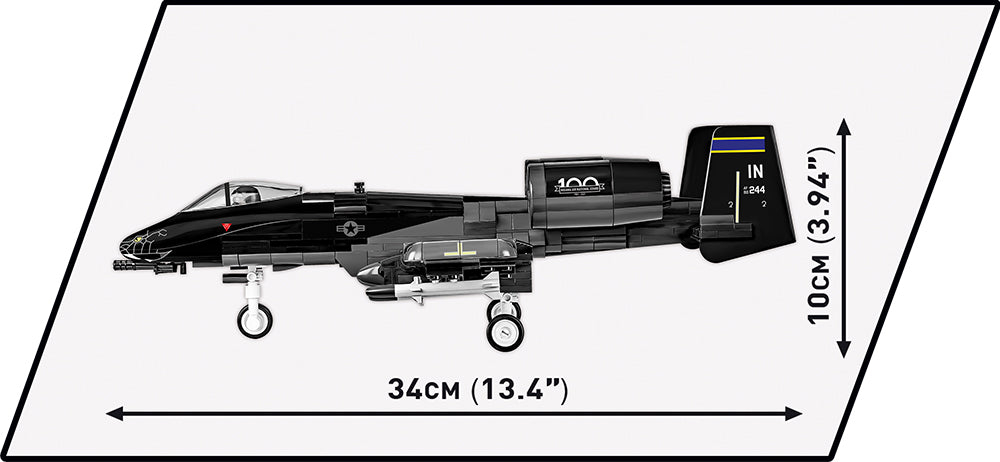 Fairchild Republic A-10 Thunderbolt II Warthog 633 Piece Block Kit Left Side View Dimensions