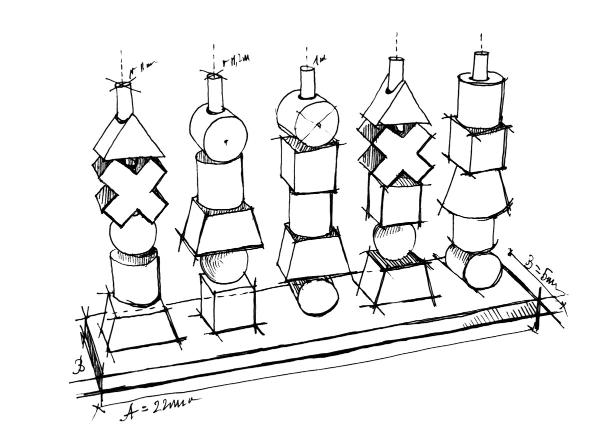 Natural Colored Wood Stacking Toy By Wooden Story Drawing
