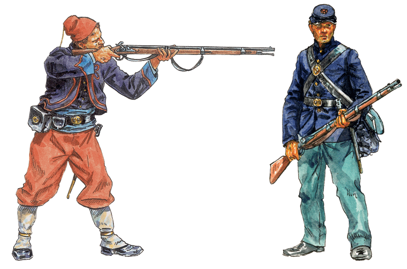 American Civil War Union Infantry & Zouaves, 1/72 Scale Plastic Figures Art Work