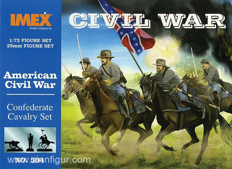 American Civil War Confederate Cavalry, 1/72 Scale Plastic Figures By IMEX