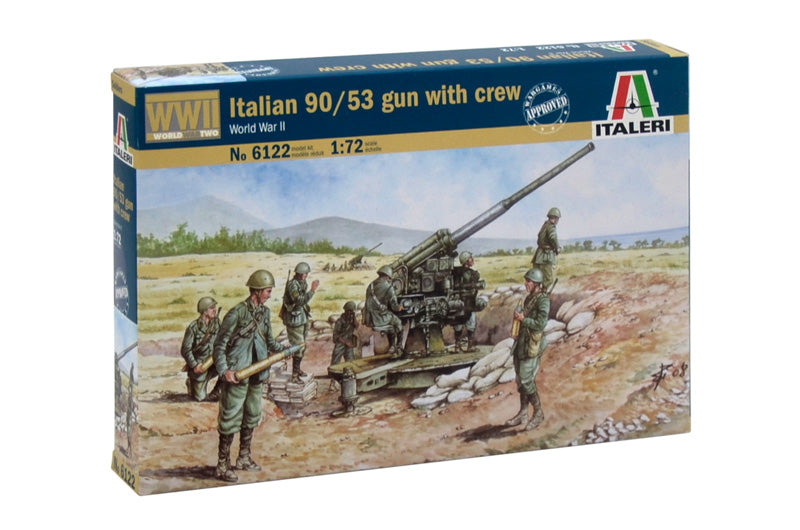 Italian 90/53 Gun with Crew, WWII 1/72 Scale Plastic Figures