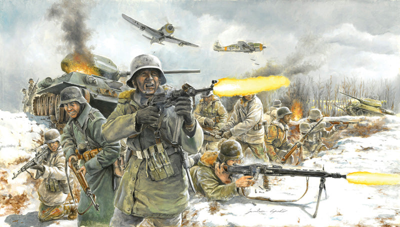 German Infantry WWII (Winter Uniform) 1/72 Scale Plastic Figures Illustration