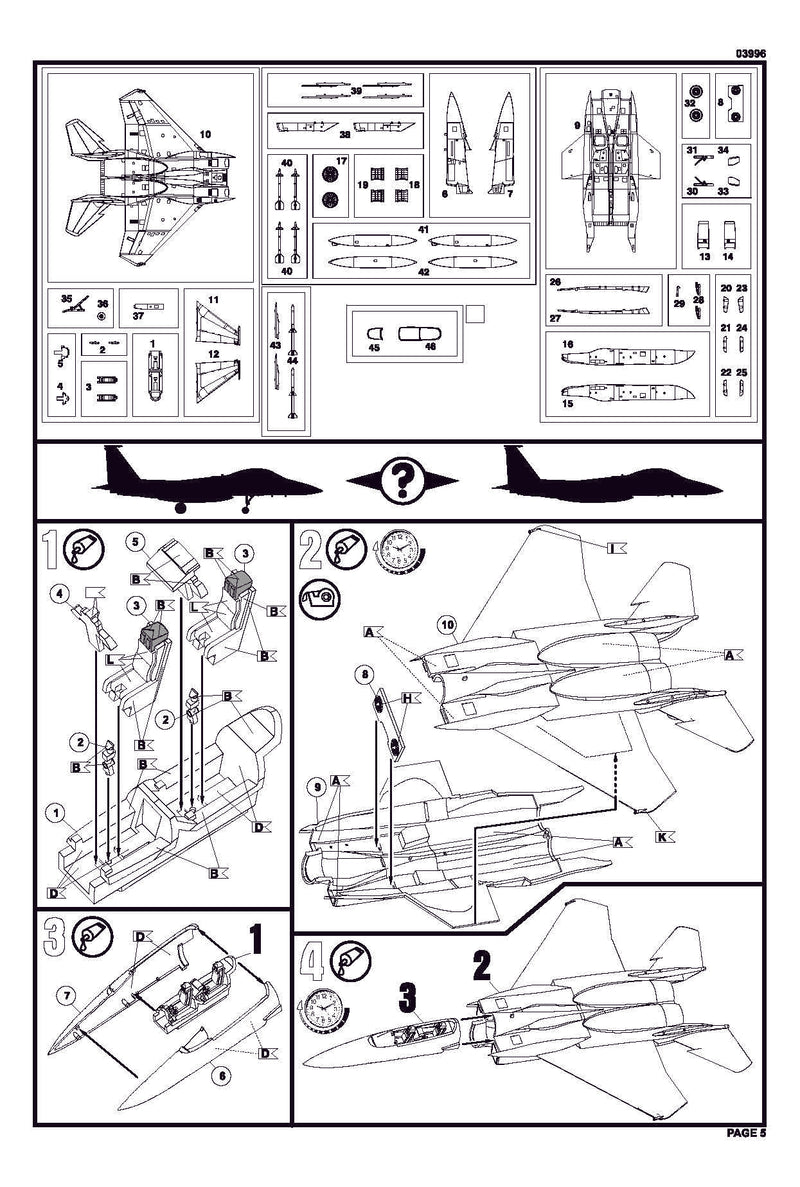 Boeing F-15E Strike Eagle 1/144 Scale Model Kit Set Instructions Page 3