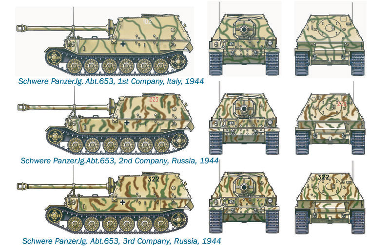 Sk.Kfz 184 Panzerjäger Elefant 1/72 Scale Model Kit Decal Variants