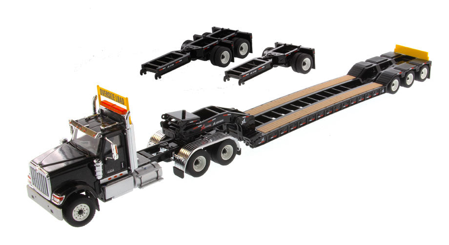 International HX520 Tandem Tractor (Black) W/ XL 120 Trailer (Black), 1:50 Scale Model