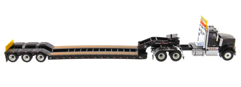 International HX520 Tandem Tractor (Black) W/ XL 120 Trailer (Black), 1:50 Scale Model
