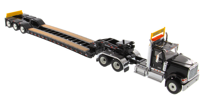 International HX520 Tandem Tractor (Black) W/ XL 120 Trailer (Black), 1:50 Scale Model