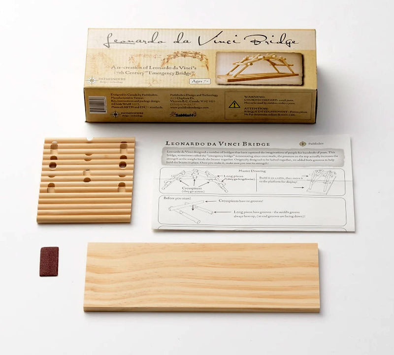 Leonardo Da Vinci Bridge Wooden Kit By Pathfinders Design Box Contents