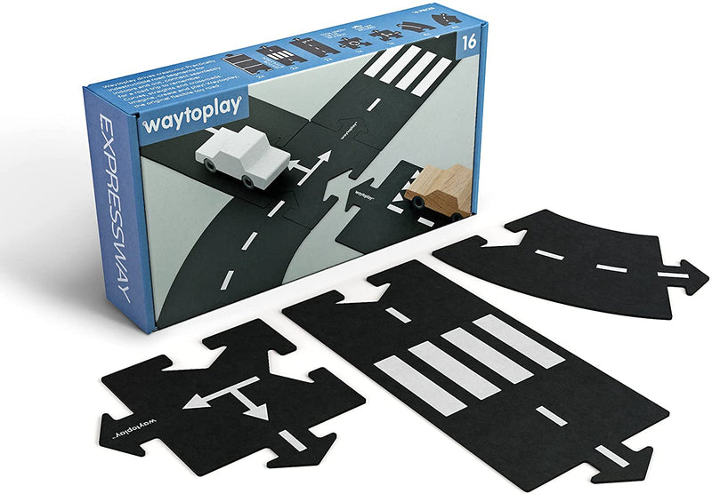Expressway 16 Piece Flexible Toy Road Set