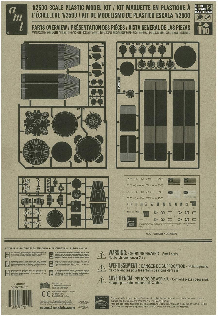 Saturn V Rocket And Apollo Spacecraft 1:200 Scale Model Kit By AMT Back Of Box