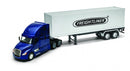 Freightliner Cascadia Sleeper Cab (Blue) With Container Van (Gray) 1:32  Scale Model By Welly