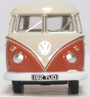 Volkswagen Type 2 T1 Samba Bus (Sealing Wax Red/Beige Gray),1/76 Scale Diecast Model Front View