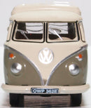 Volkswagen T1 Samba Bus Camper Mouse (Grey / Pearl White),1/76 Scale Diecast Model Front View