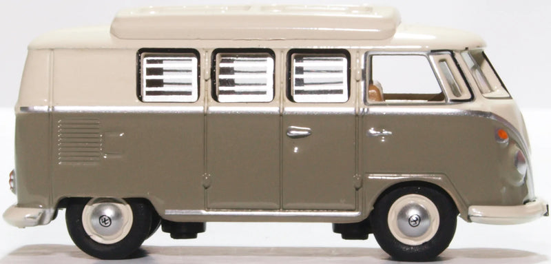 Volkswagen T1 Samba Bus Camper Mouse (Grey / Pearl White),1/76 Scale Diecast Model Right Side View