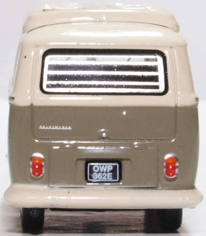 Volkswagen T1 Samba Bus Camper Mouse (Grey / Pearl White),1/76 Scale Diecast Model Rear View