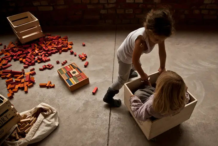 Warm Colored Blocks In Tray - 30 pcs At Play