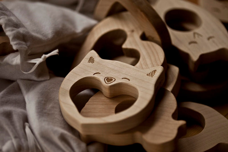 Penguin Shaped Raw Wood Teether