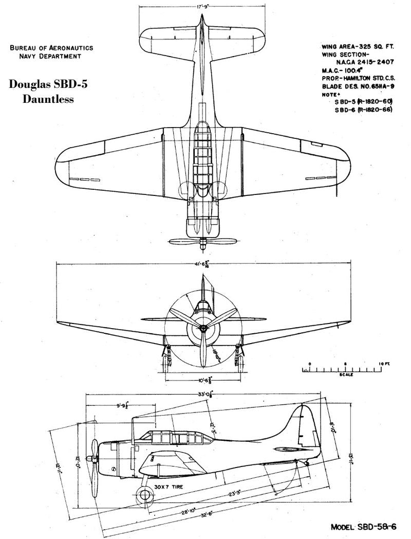 Douglas SBD-2 Dauntless,1:72 Scale Model By Oxford Diecast Schematic