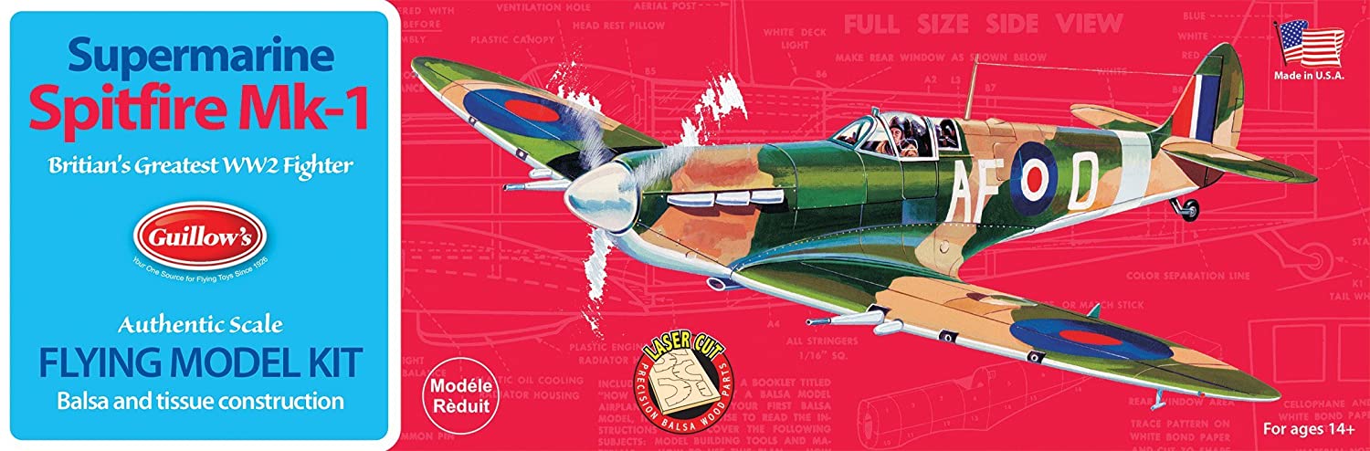 Supermarine Spitfire Mk-1 Balsa Wood Kit By Guillow's