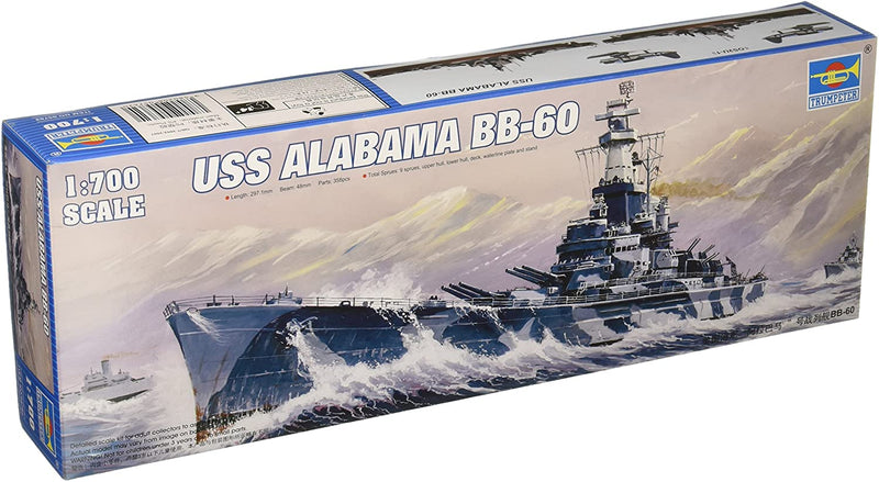 USS Alabama Battleship BB-60, 1:700 Scale Model Kit By Trumpeter