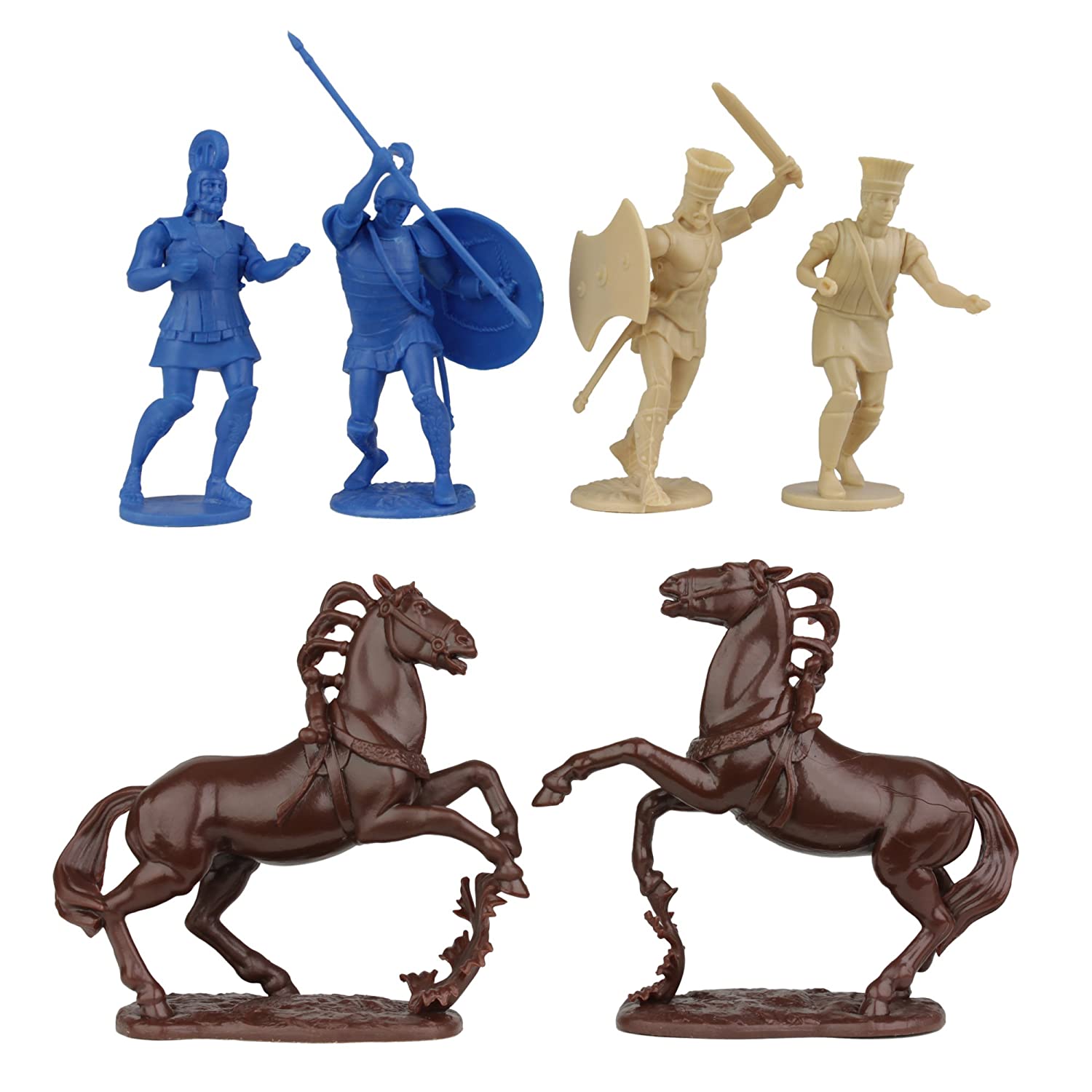 War At Troy Figure Set 2 Chariots (Greeks vs Trojans) 1/30 Scale Plastic Figures Riders & Horses