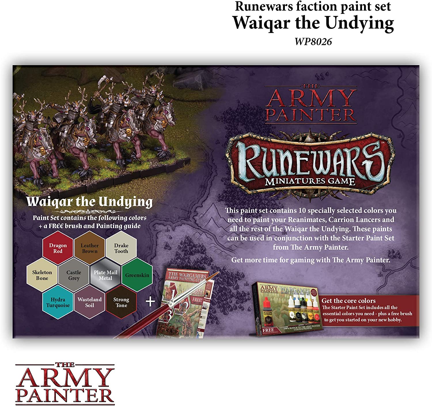 Runewars: Waiqar The Undying Paint Set Back Of Box