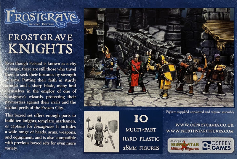 Frostgrave Knights, 28 mm Scale Model Plastic Figures Back Of Box