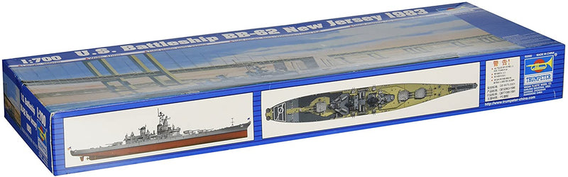 USS New Jersey Battleship BB-62 1983, 1:700 Scale Model Kit By Trumpeter Side Of Box