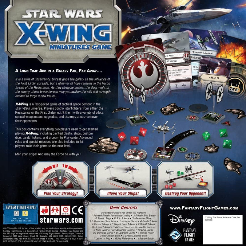 Star Wars X-Wing The Force Awakens Core Miniature Game Set Back Of Box