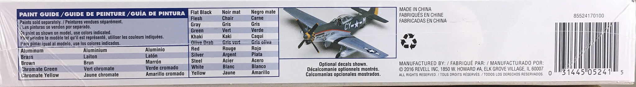 Revell P-51 Mustang 1/48 Scale Model Kit Box Side
