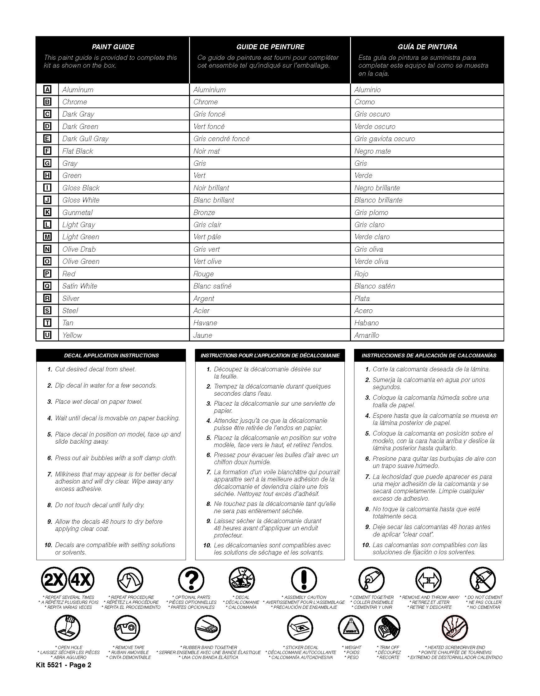 Fairchild Republic A-10 Thunderbolt II (Warthog)  1:48 Scale Model Kit By Revell Instructions Page 2