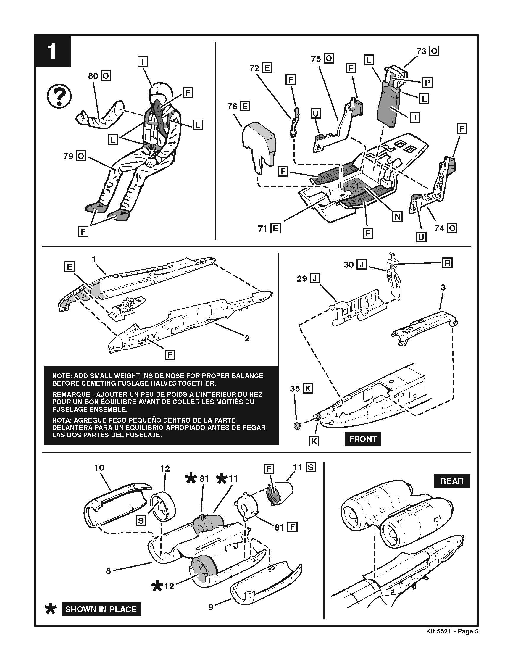 Fairchild Republic A-10 Thunderbolt II (Warthog)  1:48 Scale Model Kit By Revell Instructions Page 5