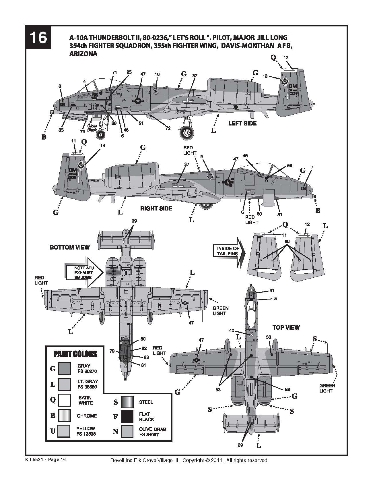 Fairchild Republic A-10 Thunderbolt II (Warthog)  1:48 Scale Model Kit By Revell Instructions Page 16