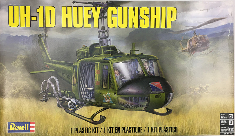 Bell UH-1D Iroquois (Huey) Gunship 1/32 Scale Model Kit By Revell Box Cover