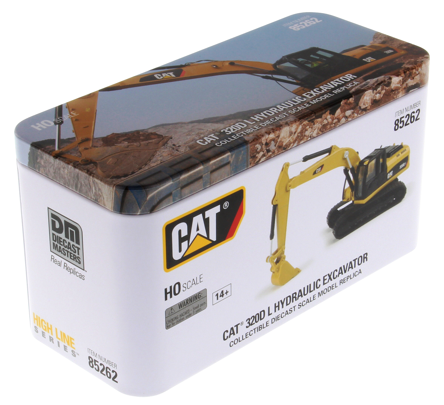 Caterpillar 320D L Hydraulic Excavator 1:87 (HO) Scale Model By Diecast Masters Box Front View