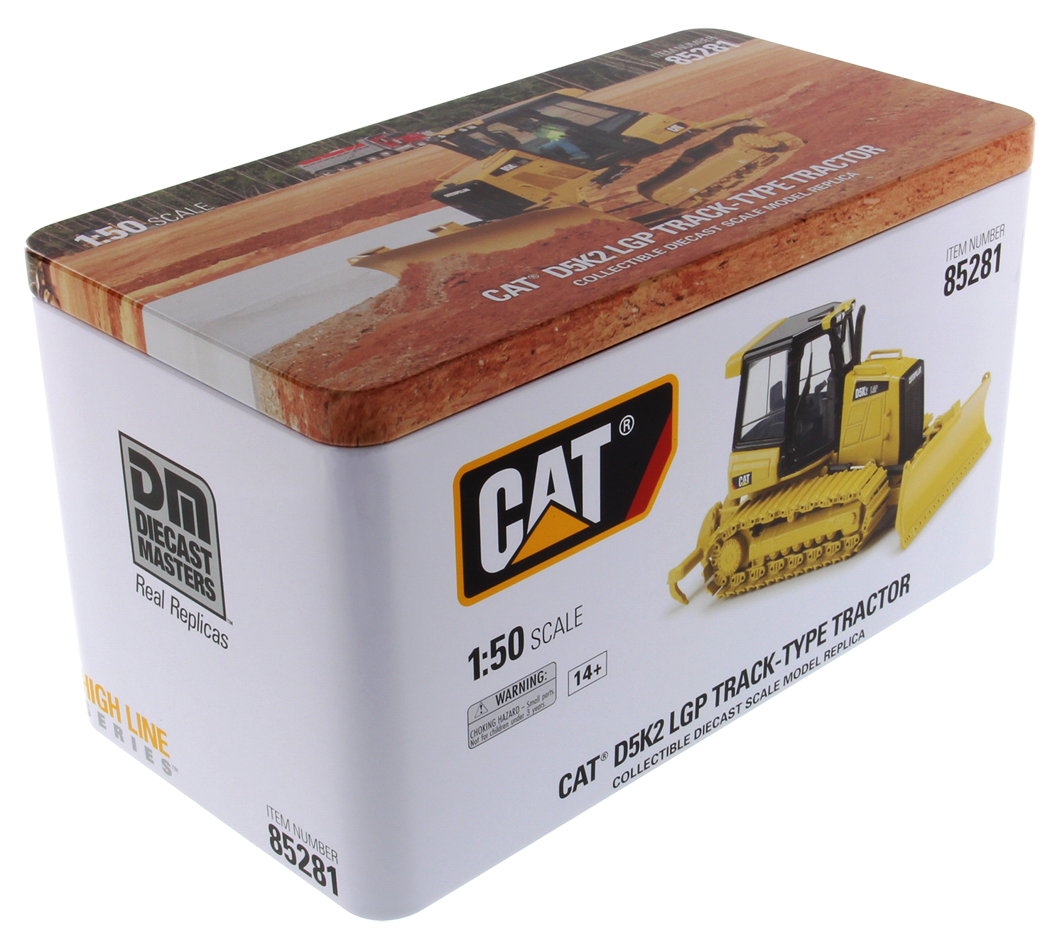 Caterpillar D5K2 LGP Track Type Tractor 1:50 Scale Diecast Model Box Front View