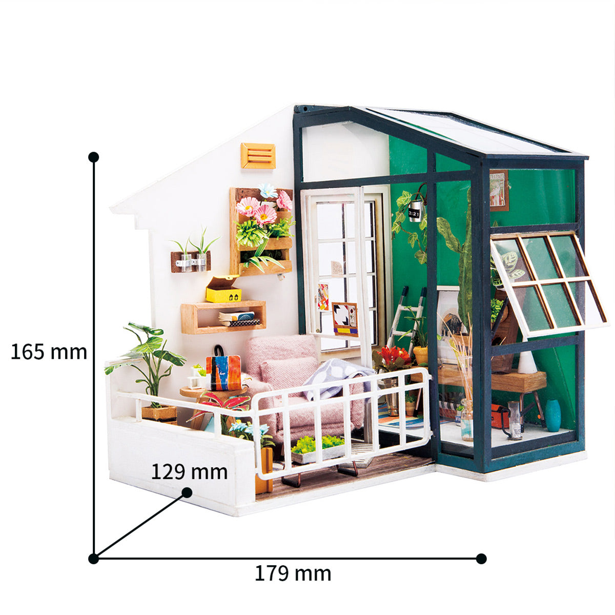 Rolife Balcony Daydreaming 1/24 Scale Miniature Model Kit Dimensions