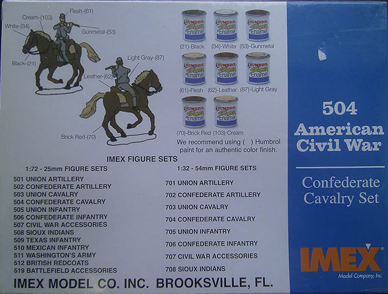 American Civil War Confederate Cavalry, 1/72 Scale Plastic Figures Back Of Box