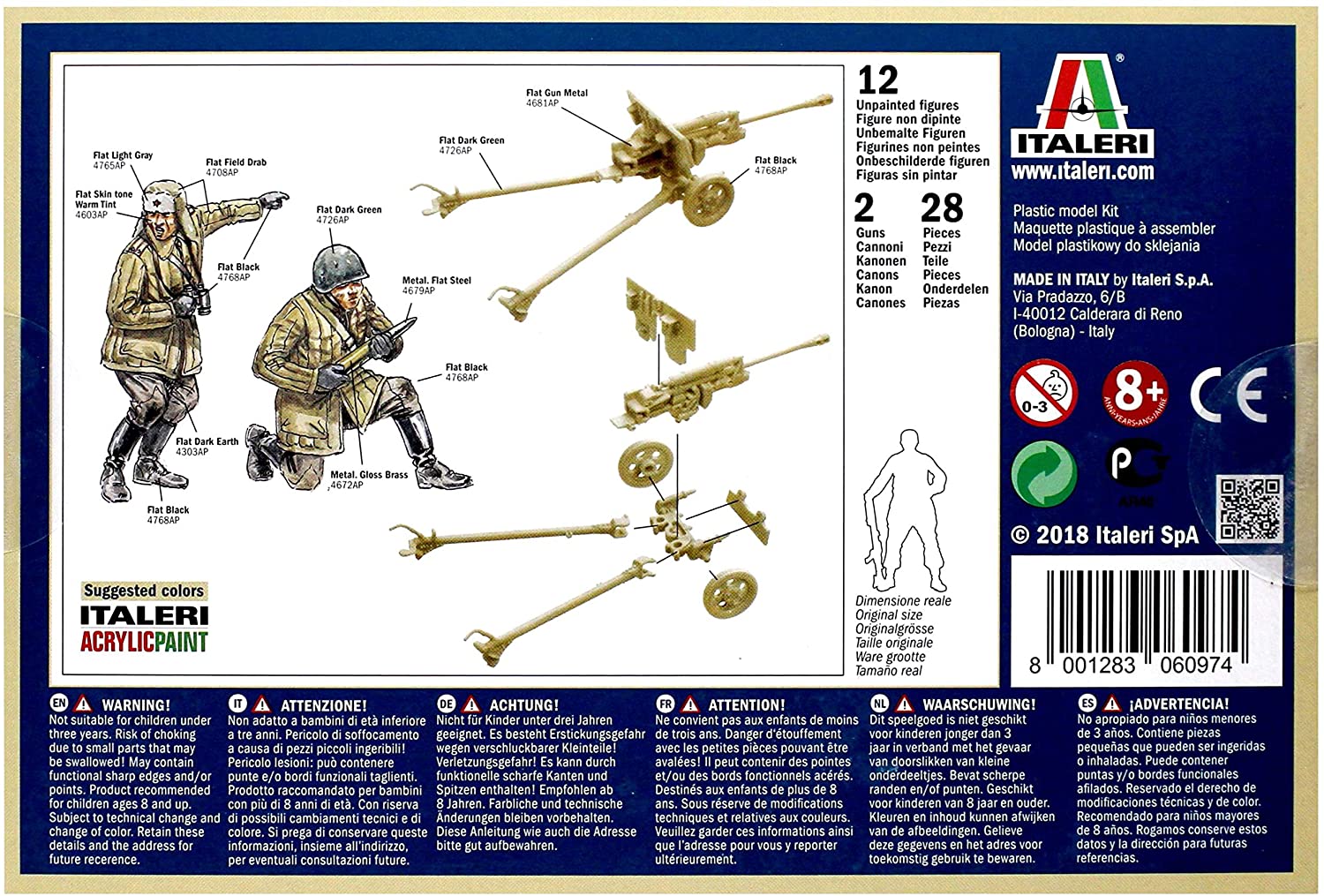 ZIS 3 Anti-Tank Gun, WWII 1/72 Scale Plastic Figures Back Of Box