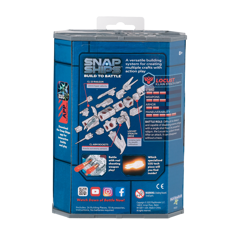 Snap Ships Locust K.L.A.W. Stealth Craft Kit Back Of Box