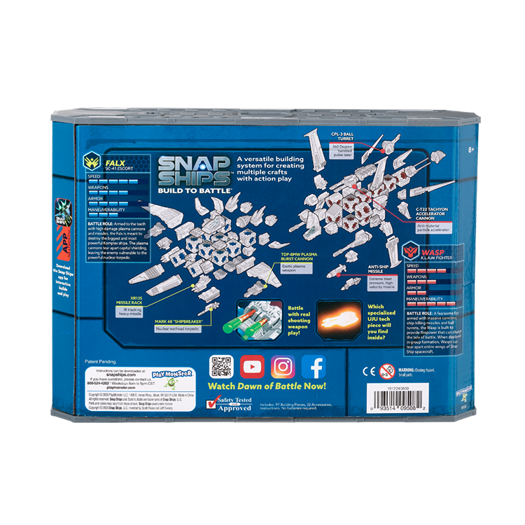 Snap Ships Wasp K.L.A.W. Heavy Fighter / Falx SC-41 Escort Battle Set Kit Box Back