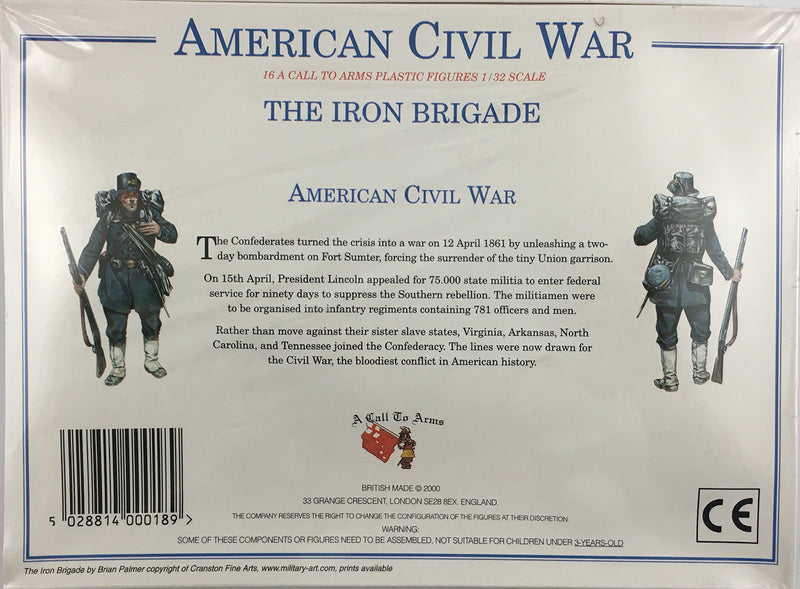 American Civil War Union Army Iron Brigade 1/32 (54 mm) Scale Model Plastic Figures By A Call To Arms Back Of Box