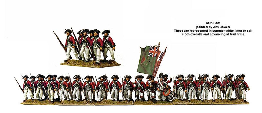 Painted Perry Miniatures British Infantry 1775–1783 miniatures in marching poses 45th Foot