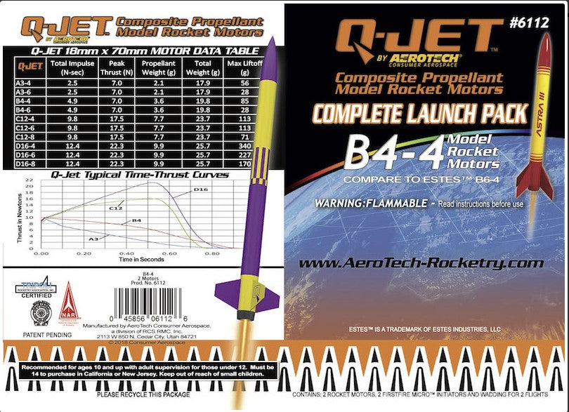 B4-4 Q-Jet Model Rocket Motor (2-Pack) Information