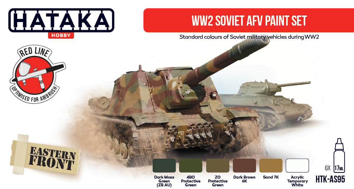 WW2 Soviet AFV Paint Set, Red Line (Airbrush-Dedicated) By Hataka Hobby